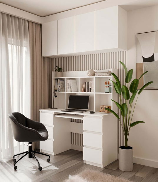 Masă PC Kwazulu 1 (alb) (cu suprastructură)