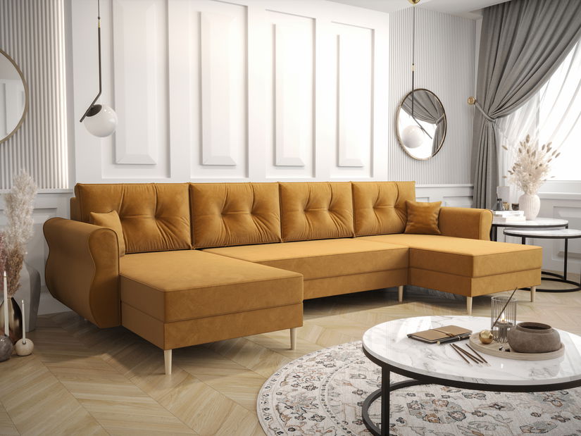 Rohová sedacia súprava U Arcane U (horčicová)