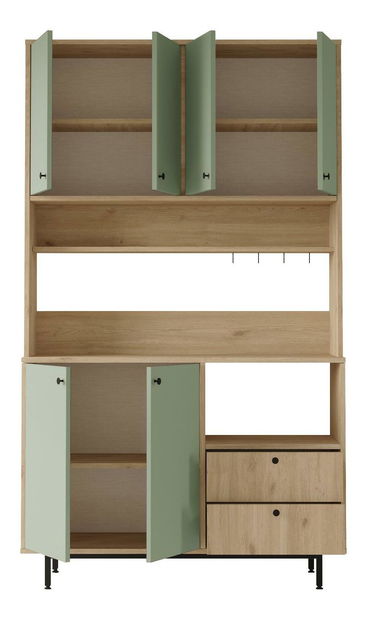 Polcos szekrény Rebutia 7 (tölgy + zöld)
