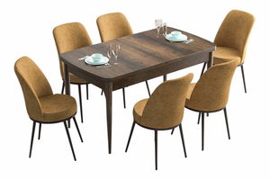 Jedálenský set Hana (mramor čierny + cappuccino) (pre 6 osôb)