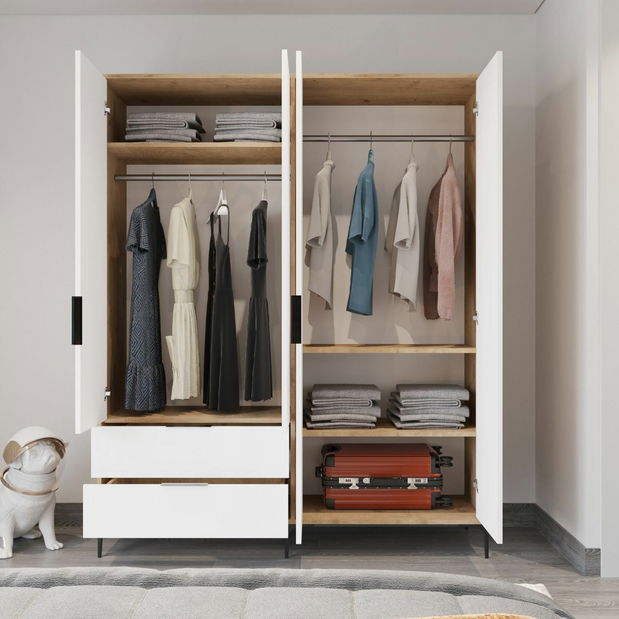 Šatníková skriňa Roya 1 (dub + biela)