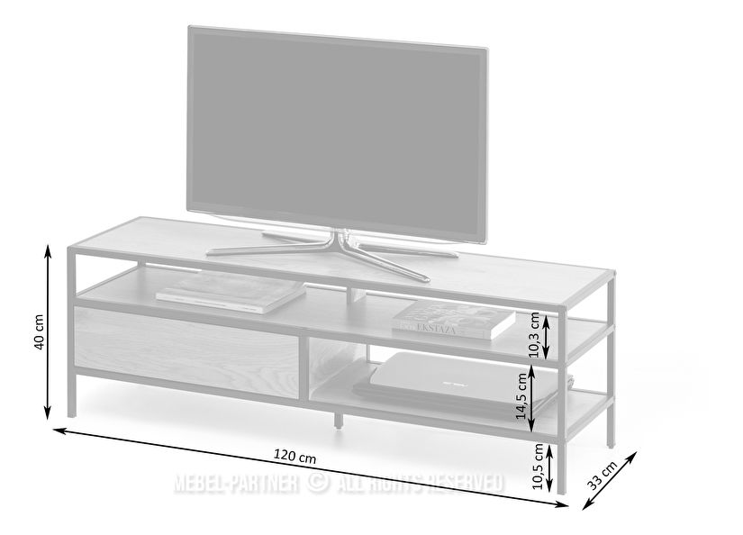 TV asztal/szekrény Soren Rtv (tölgy + fekete)