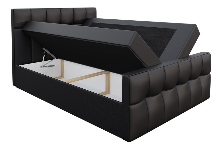 Bračni krevet Boxspring 200 cm Larnaka (crna ekokoža) *rasprodaja