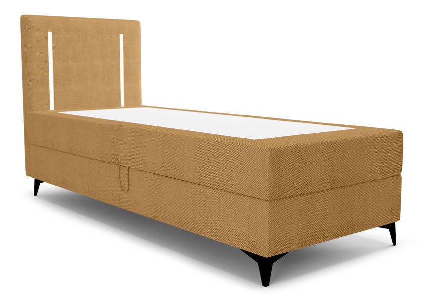 Jednolôžková posteľ 90 cm Ortega Comfort (horčicová) (s roštom a matracom, bez úl. priestoru) (s LED osvetlením)