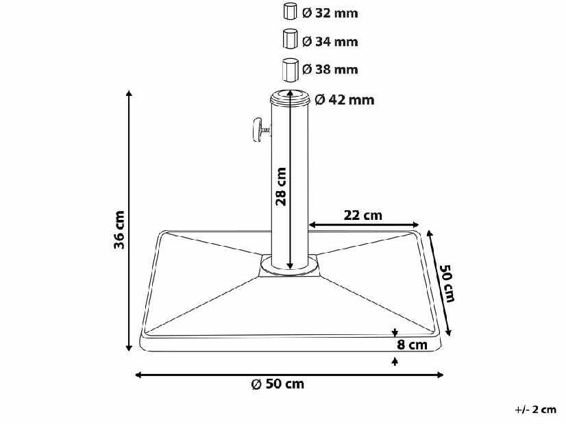 Állvány kerti napernyőre 50 cm ELFIR (beton) (négyzet) (fekete)