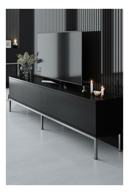 TV asztal/szekrény Vibubi 2 (fekete + ezüst) 