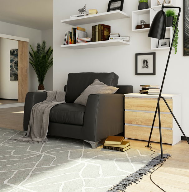 Nočný stolík Calado (biela + dub sonoma)