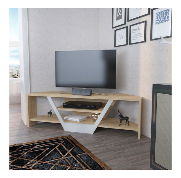 Masă TV/Dulap Sarra (Alb + Stejar) 