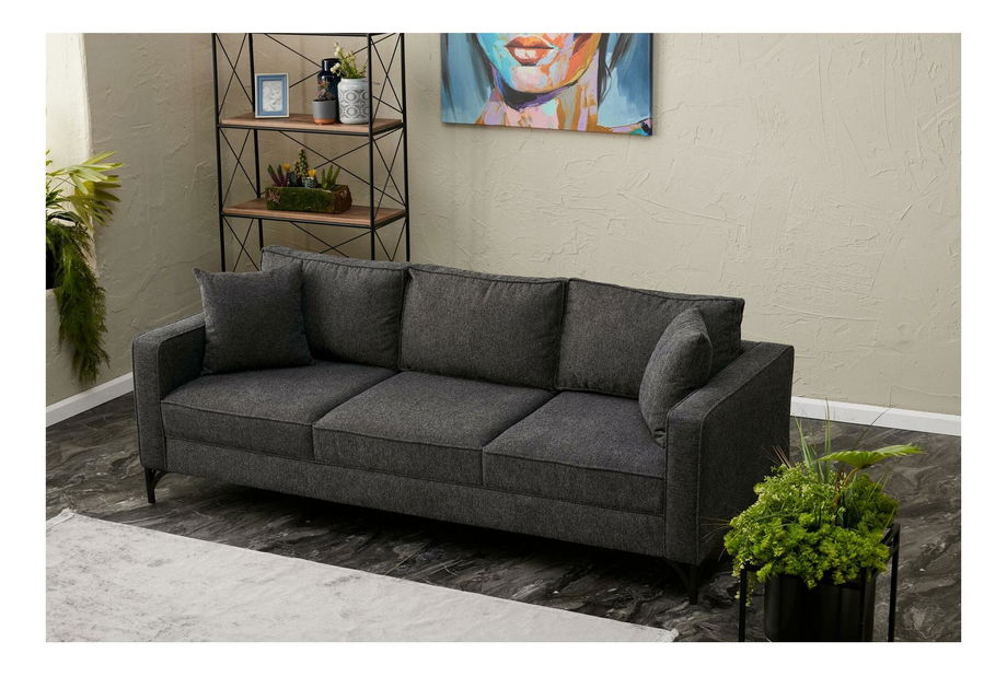 Canapea trei locuri Berlunetta (antracit + negru)