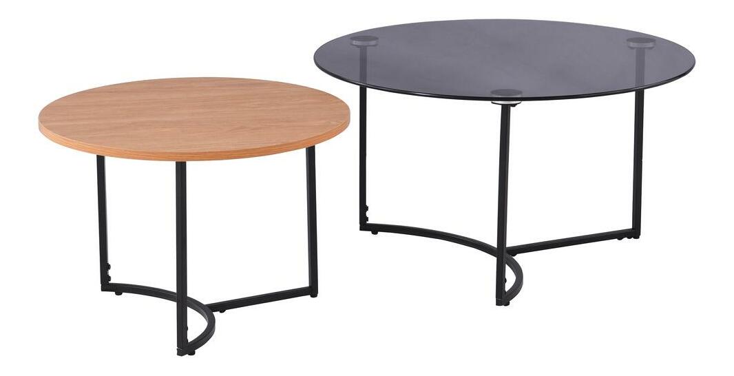 Set 2 ks. konferenčných stolíkov Frost (čierna + prírodná)