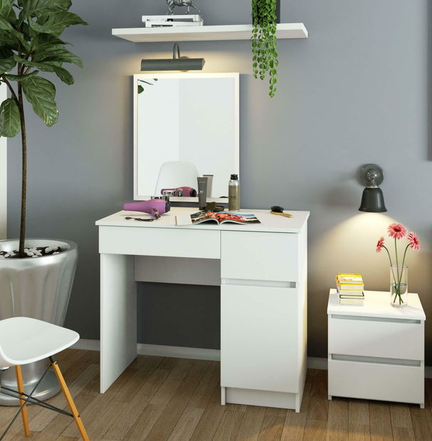 Toaletný stolík Parijat (biela) (so zrkadlom) (P)