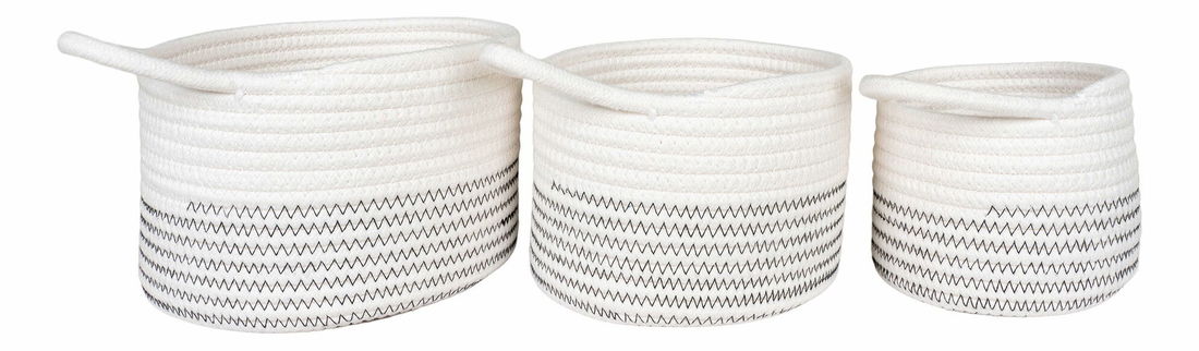 Set de 3 coșuri Avelina (alb + gri)