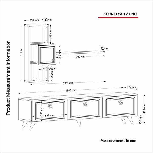 Mobilier living Kornel (Alb + Auriu)