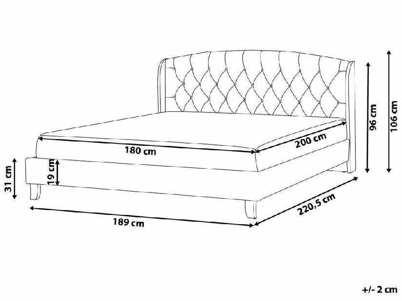 Pat matrimonial 180 cm BORD (cu somieră) (gri)