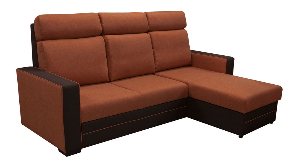 Sarok kanapé Malva (narancssárga + sötétbarna) (J)