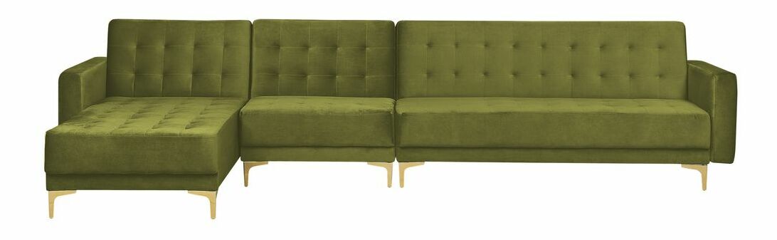 Rohová sedacia súprava s taburetkou Aberde (zelená) (P)