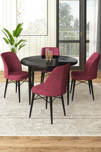 Set dining Roxie (marmură neagră + vișiniu) (pentru 4 persoane)
