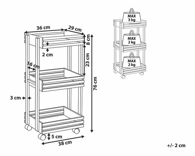 Servírovací vozík LANOTO (čierna)