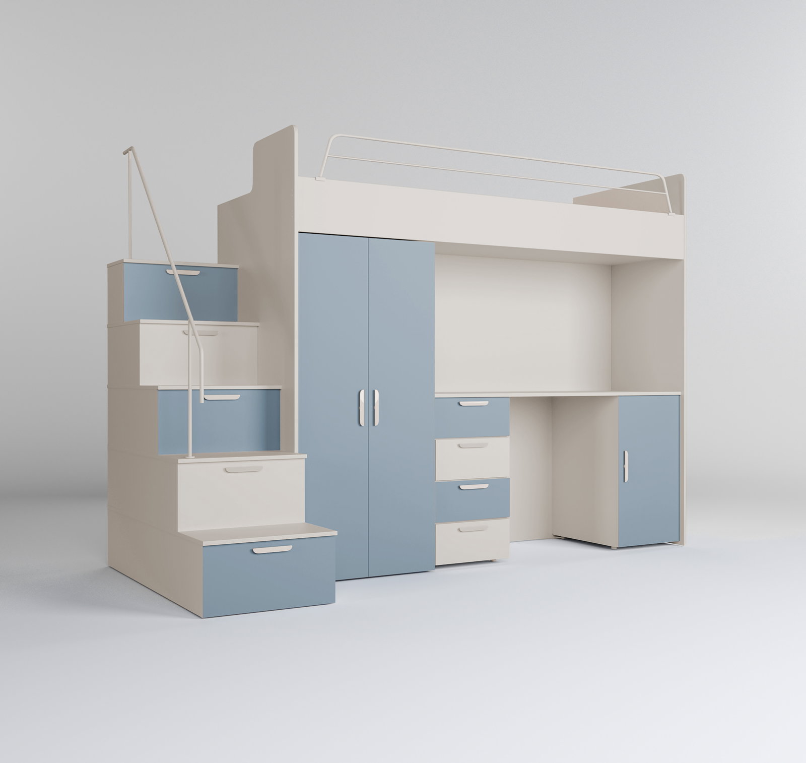 Dječji krevet Ruby IV S (kašmir + svijetloplava) (s podnicom)