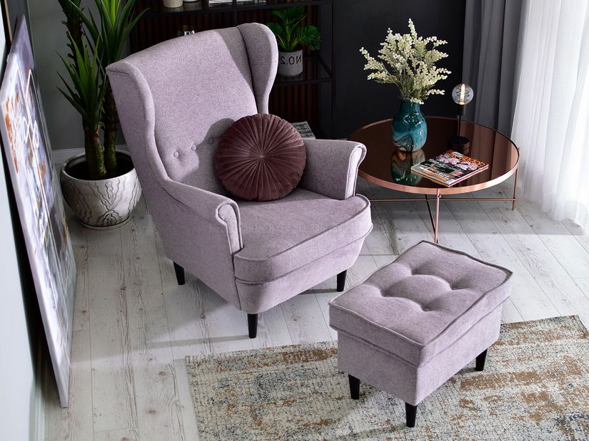 Kreslo ušiak Margis (púdrová + buk)