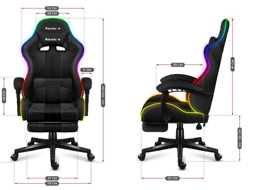 Fotoliu gaming Fusion 4.7 (negru + multicolor) (cu iluminat LED)