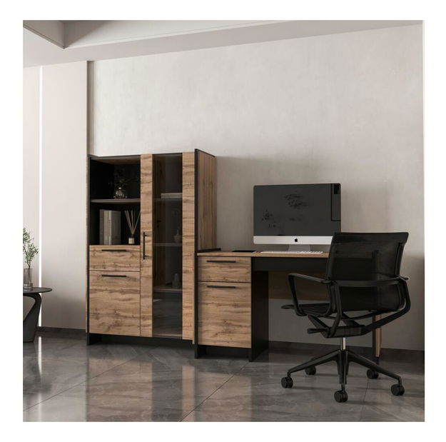 Vitrina Adivinaba 2 (hrast wotan + crna) 