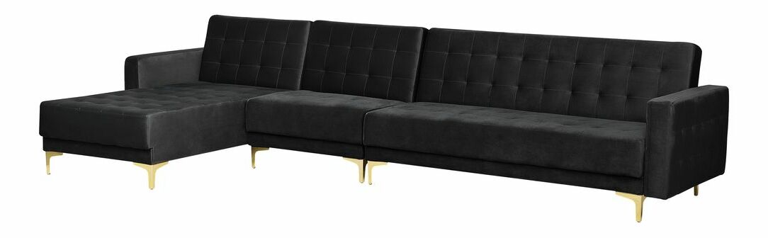 Colțar cu taburete Aberde (negru poťah) (D)