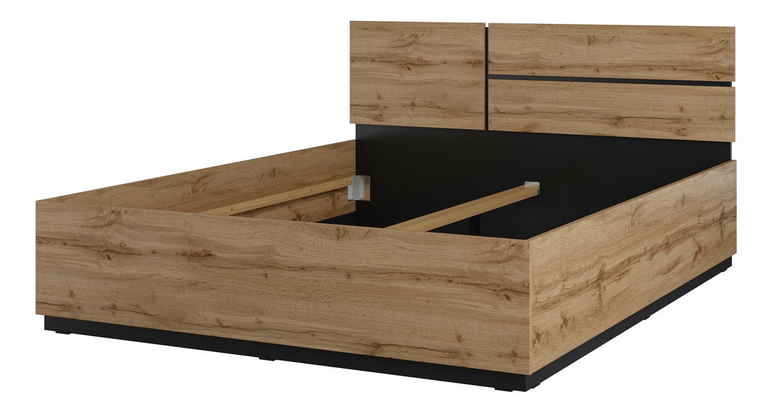 Bračni krevet 160 cm Crossroad S31 (hrast wotan + crna)