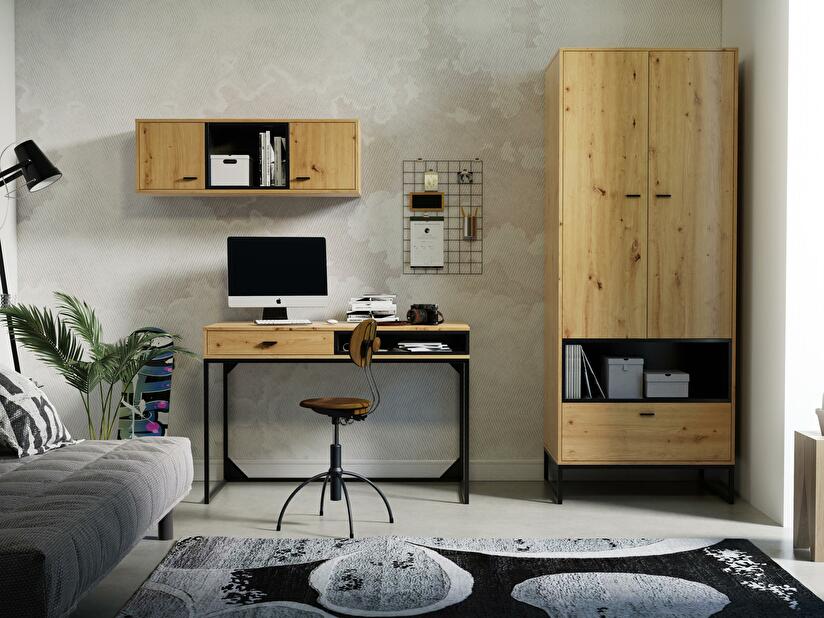 Birou Oliver 1 (stejar artisan + negru mat)