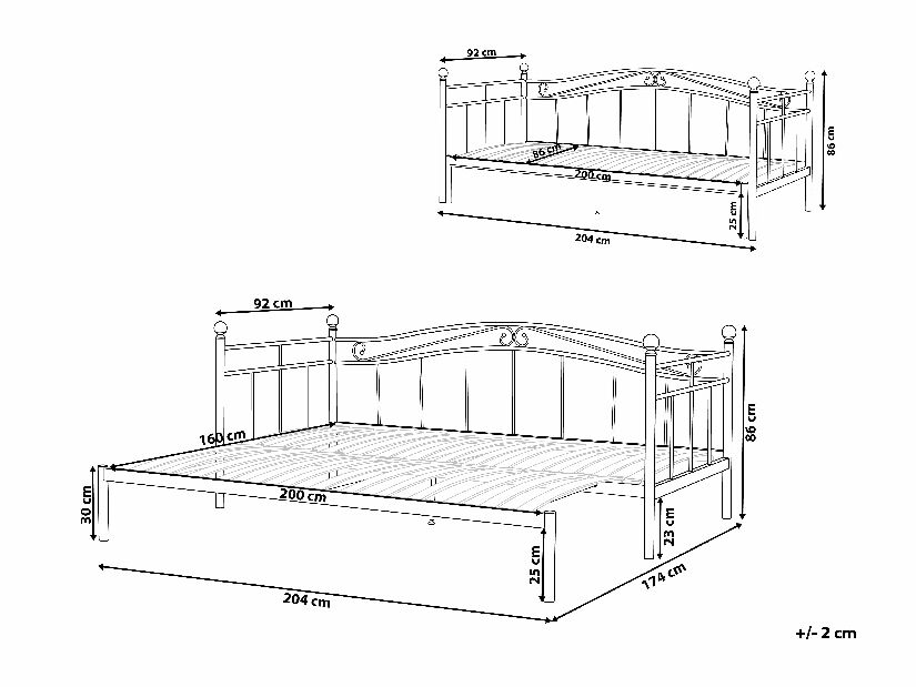 Krevet na razvlačenje 80 cm TULO (crna) (s podnicom) *rasprodaja