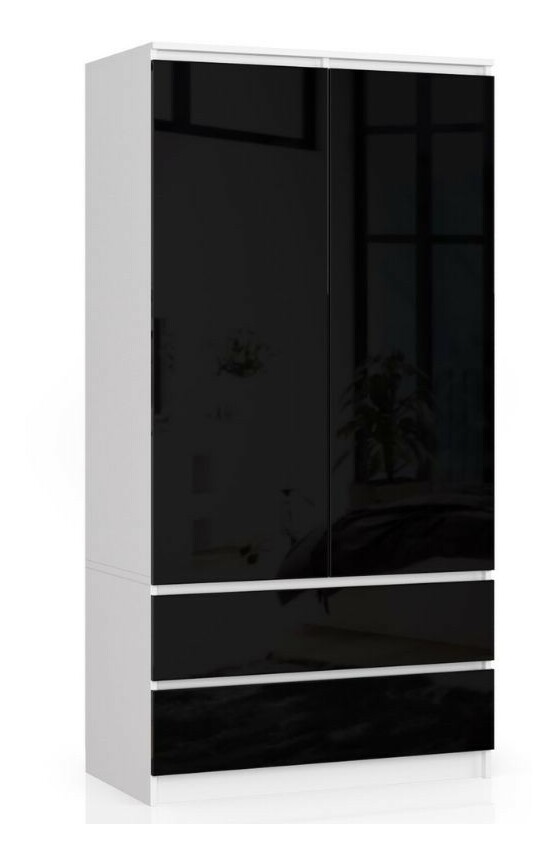 Šatníková skriňa Submarino (biela + čierny lesk)