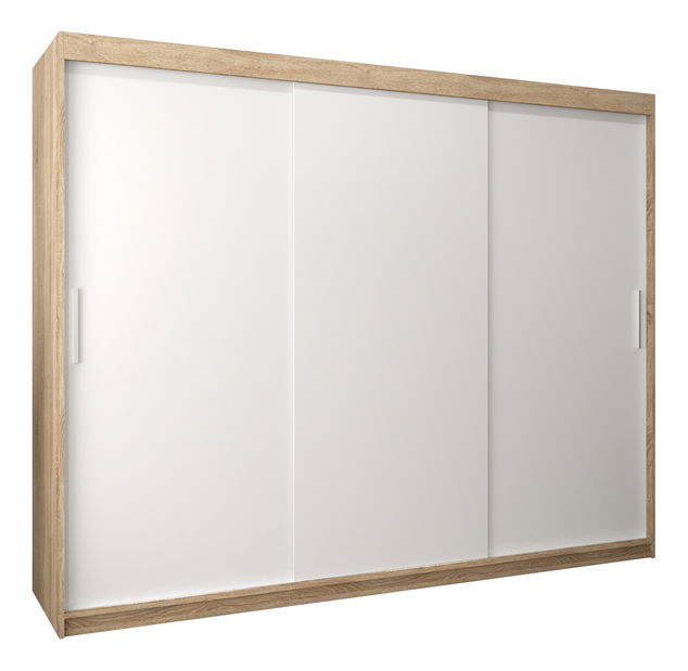 Dulap de haine 250 cm Toki (stejar sonoma + alb mat)