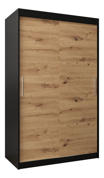 Dulap de haine 120 cm Toki (negru mat + stejar artisan)