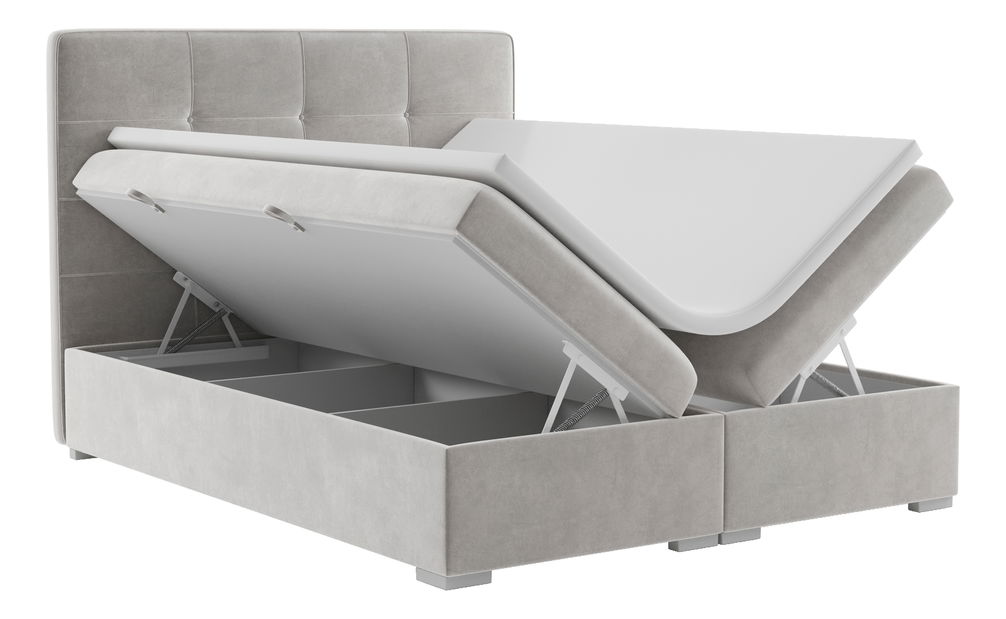 Pat matrimonial Boxspring 160 cm Loty (gri deschis) (cu sp. depozitare)