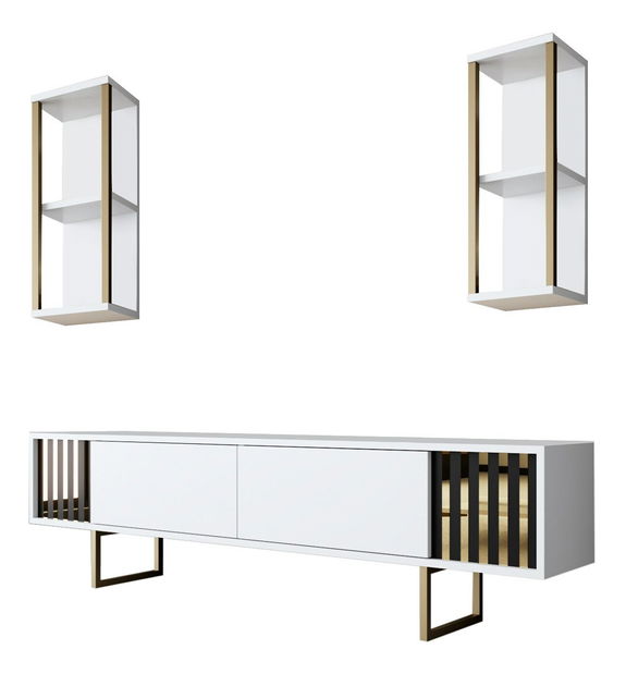 Set mobilier living Golden (alb + auriu)