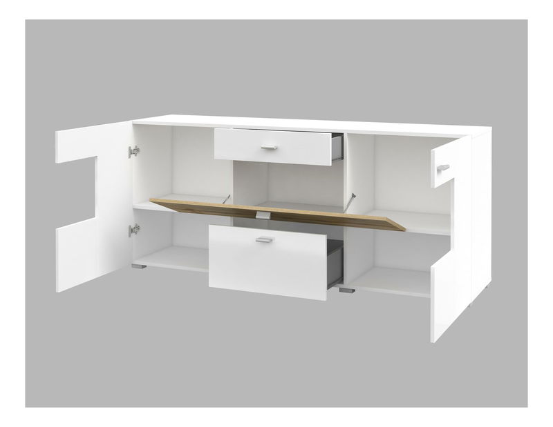 Komoda Cobie Typ 26 (bijeli sjaj + hrast wotan)