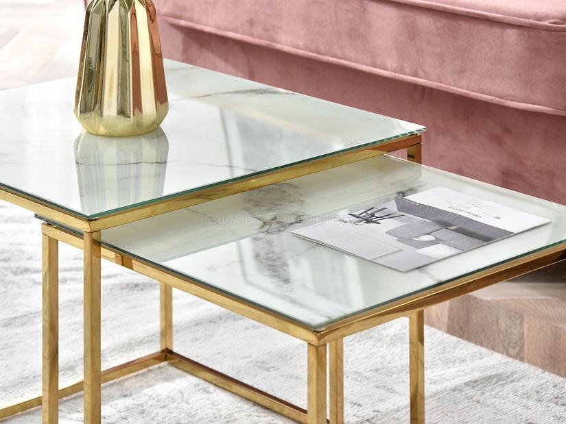 Dohányzóasztal Prana Law (fehér + arany)