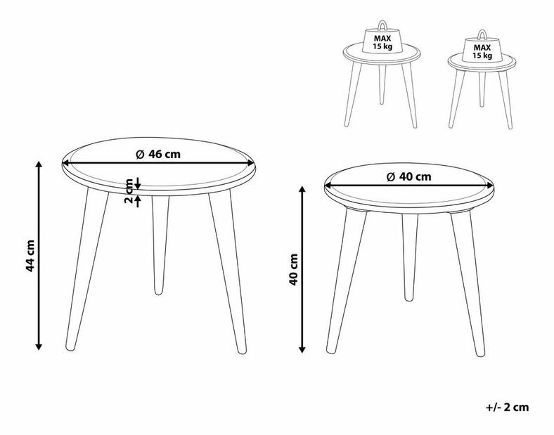 Set 2 ks konferenčných stolíkov Serijo (svetlé drevo) 