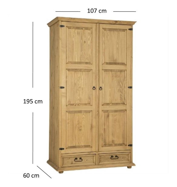 Šatníková skriňa Charla (borovica medová)