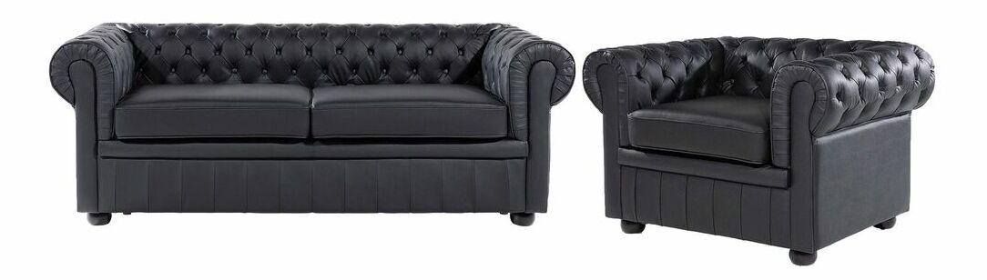 Ülőgarnitúra CHICHESTER (bőr) (fekete) (4 személy számára)