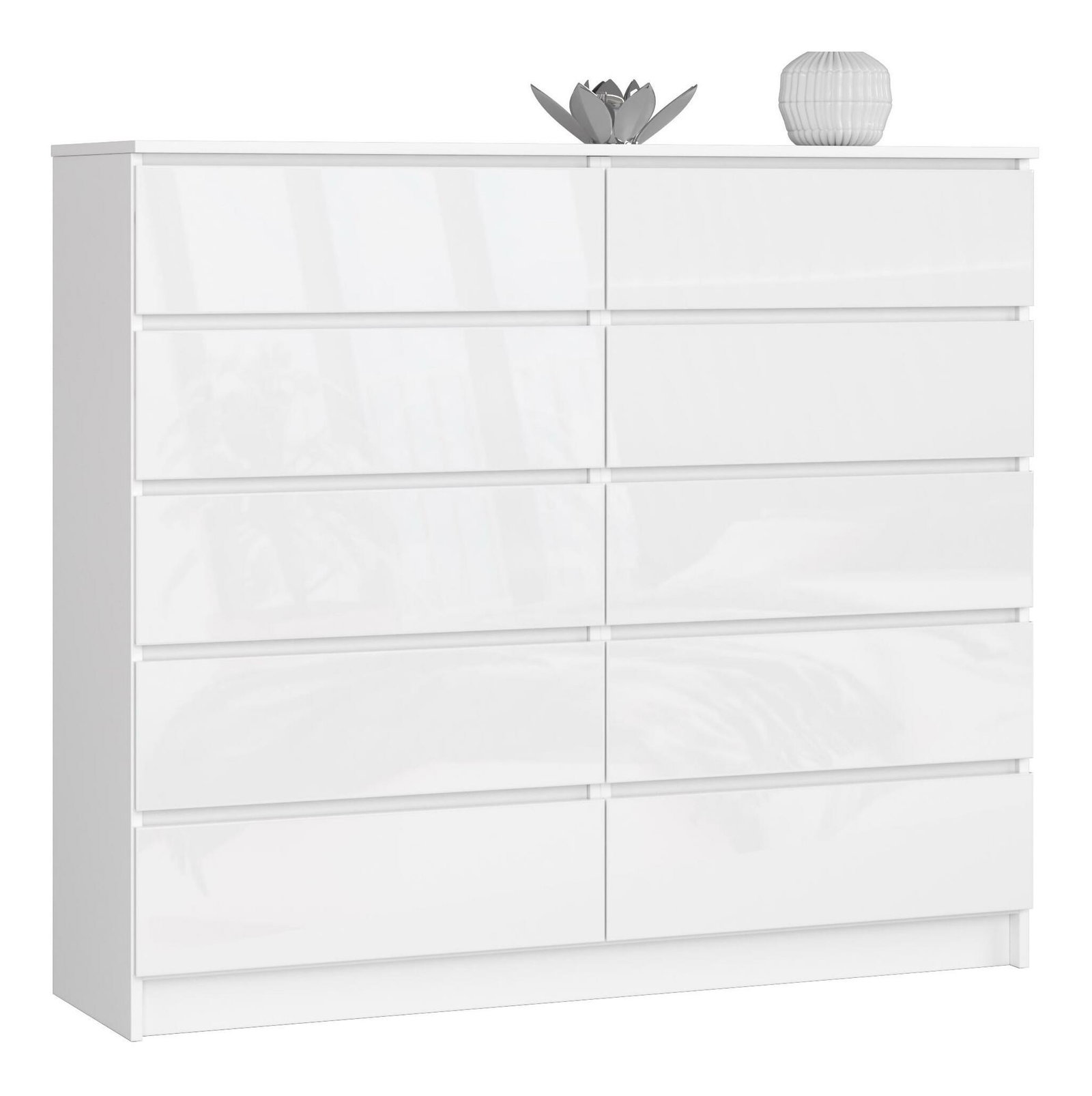 Komód Keanu V (fehér + fényes fehér)