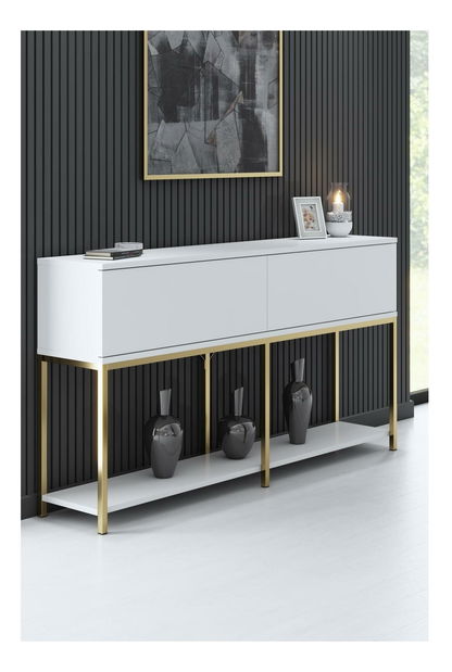 Konzolni stolić Vibubi 1 (bijela + zlatna)