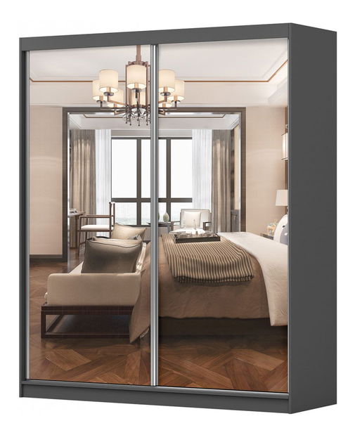 Ruhásszekrény Mebur 20 180 (grafit + Tükör)