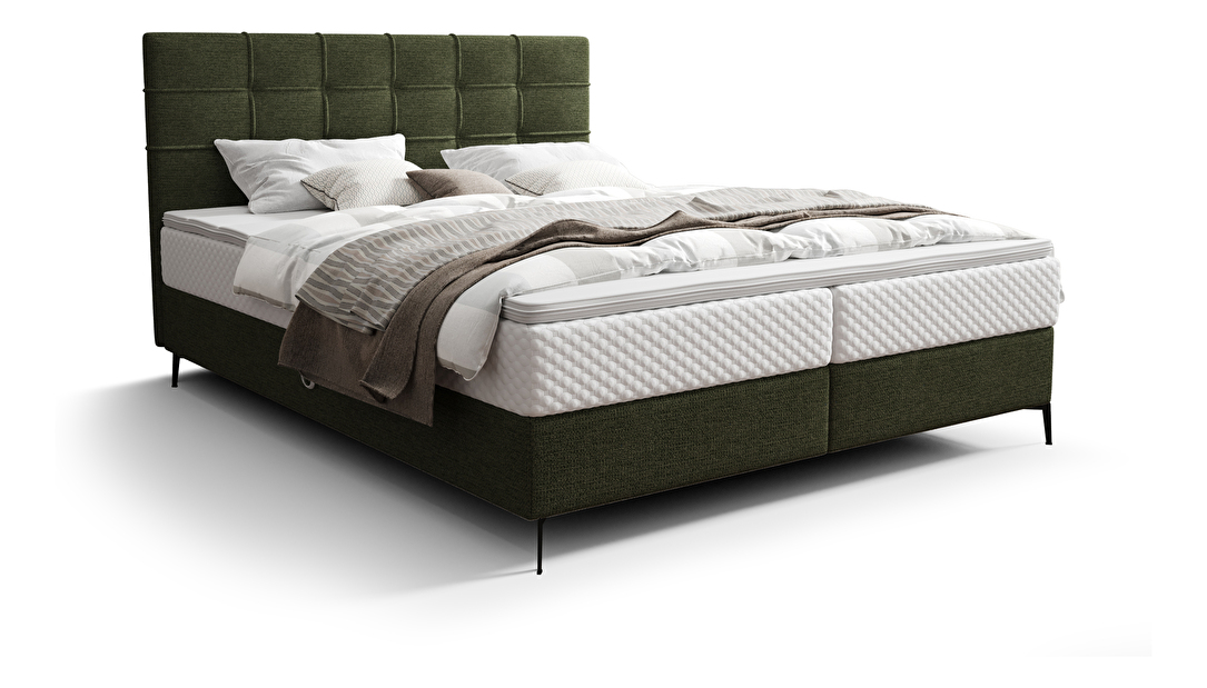 Egyszemélyes ágy 120 cm Infernus Bonell (sötétzöld) (ágyráccsal, tárolóhellyel)