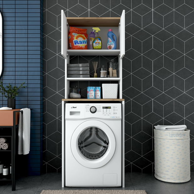 Kúpeľňová skrinka Karoline 101 (Biela + Orech)