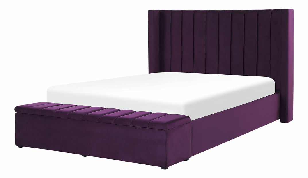 Bračni krevet 160 cm NAIROBI (ljubičasta) (s podnicom i prostorom za odlaganje)