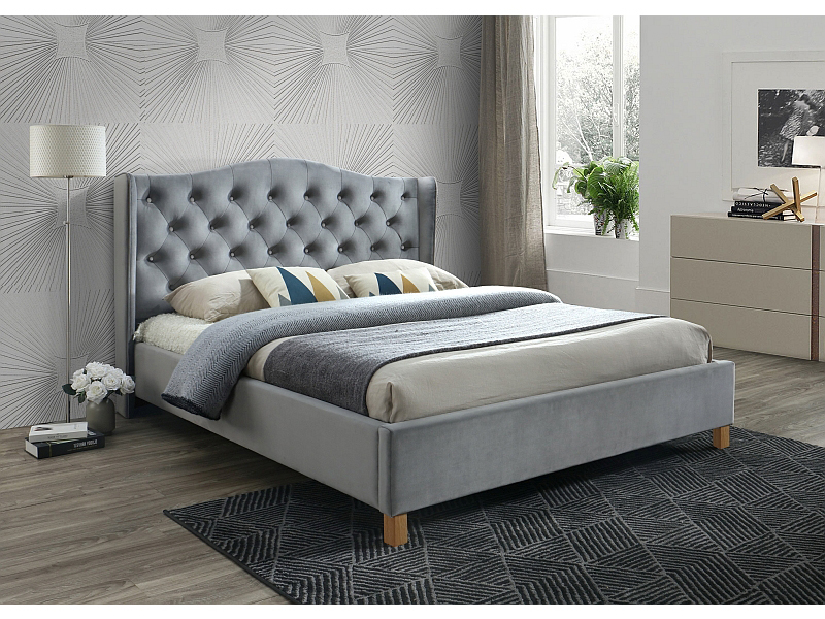 Manželská posteľ 160x200 cm Amberly (sivá) (bez matraca)