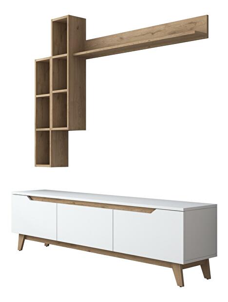 Mobilier living Mitevu 2 (alb + Nuc) 