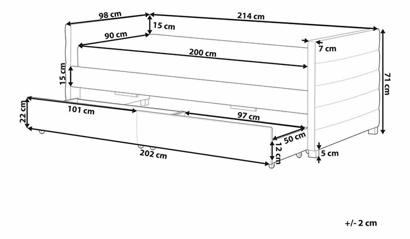 Jednostruki krevet 200 x 90 cm Marza (ružičasta)