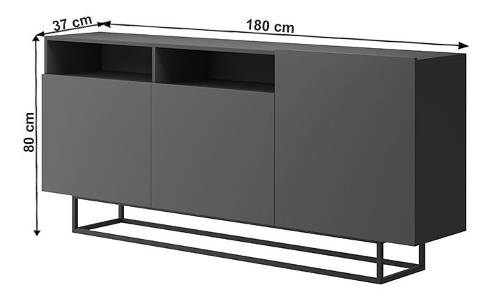 Komoda Svaren EK 180 (grafit + čierna) *výpredaj